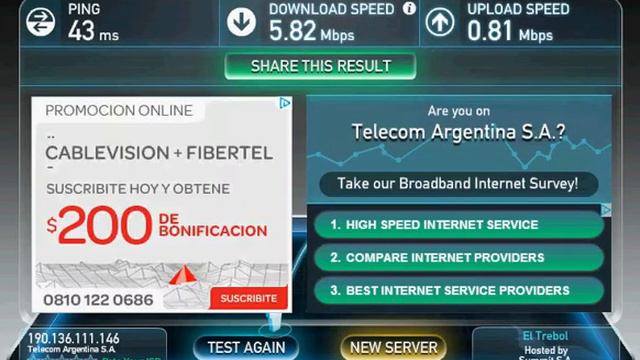 Speedtest Arnet 6 Mb