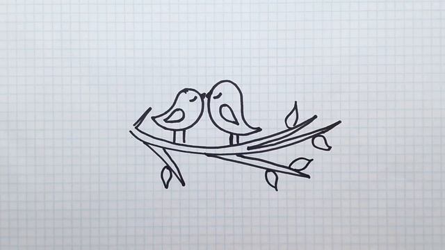Простые рисунки #99. Как нарисовать птичек. Рисуем влюбленных птиц. Рисунки в Личный Дневник смотреть онлайн