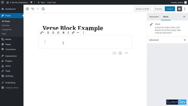 2 Minute Gutenberg - Formatting Blocks - Verse - WordPress 5.0 смотреть онлайн