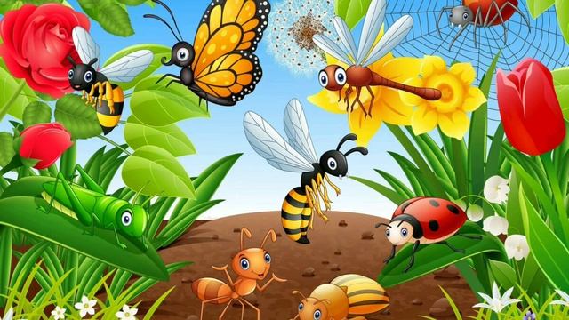 Насекомые. Божья коровка. Стрекоза. Аппликация. смотреть онлайн