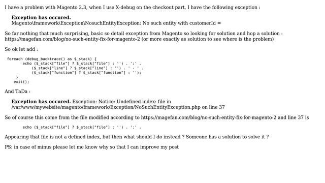 Magento: Magento 2.3 : "the error evolution"_from entity CustomerId= to index file Undefined смотреть онлайн
