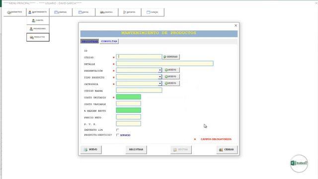Sistema de Facturación Excel & Access Costos Vs Precios N°18 смотреть онлайн