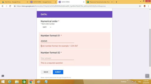 Google Form: Password, Numerical order And Number format смотреть онлайн