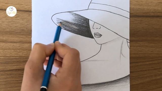Beautiful girl with hat drawing || Easy drawing ideas for beginners || How to draw a girl смотреть онлайн