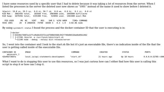 Unix & Linux: Docker user executing a process cannot be removed смотреть онлайн