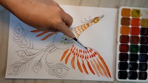 Жарптица. Акварель. Очень легко.