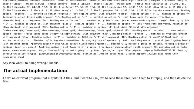 FFmpeg "Pipe:0: Invalid data found when processing input" TGA files смотреть онлайн