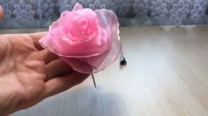 Роза из органзы своими руками за 1 минуту / rose handmade/ organza rose