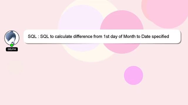 SQL : SQL to calculate difference from 1st day of Month to Date specified смотреть онлайн