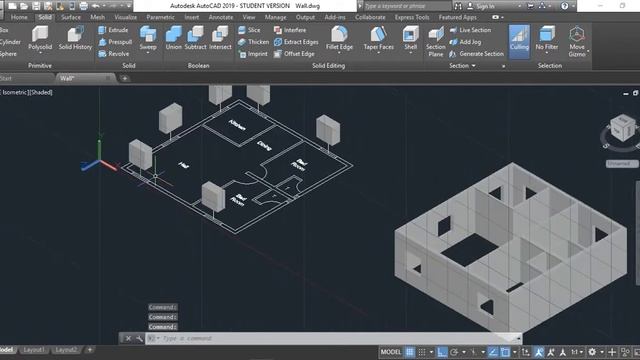AutoCAD 3D Building | Convert 2D Plan into 3D Wall | Part-2 смотреть онлайн