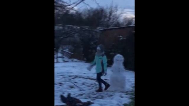 ПЕРВЫЙ СНЕГ I Слепили снеговика!!! смотреть онлайн