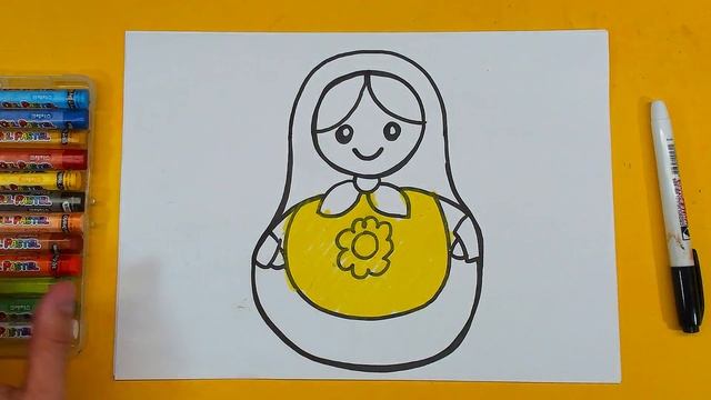Рисуем РУССКУЮ МАТРЕШКУ для детей смотреть онлайн