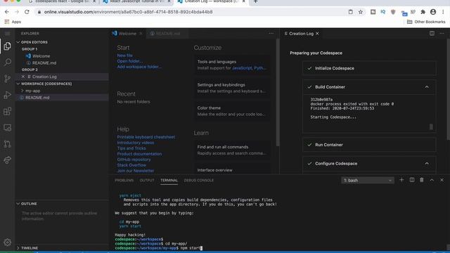 Creating React Apps using Visual Studio Codespaces смотреть онлайн