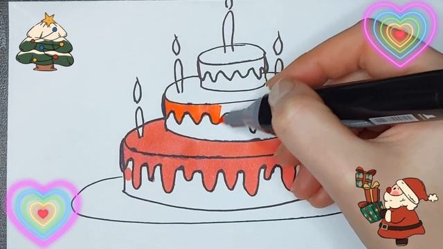 Рисуем маркерами торт/Для срисовки/how to draw a cake with markers смотреть онлайн