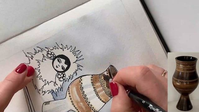 How to draw a sketch of Yakut Vessel for drinking Koumiss смотреть онлайн