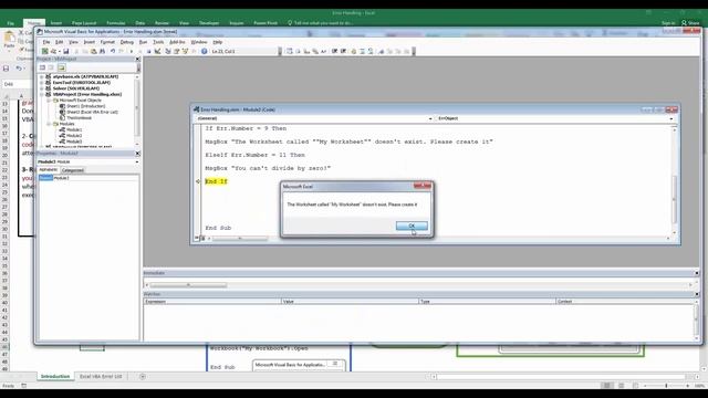 The Err Object in Excel VBA смотреть онлайн