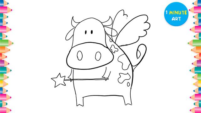 1 Minute Art - How to Draw a Flying Cow смотреть онлайн