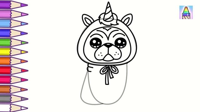 Как нарисовать МИЛОГО МОПСИКА | Рисуем и учим цвета на русском и английском | Coloring Kids смотреть онлайн