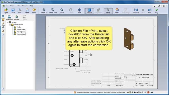Using Solidworks eDrawings with novaPDF to convert slddwr, sldprt and sldasm to PDF смотреть онлайн