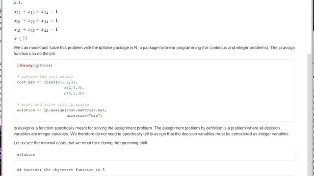 [EN 17] binary assignment problem solved with lpSolve in R смотреть онлайн