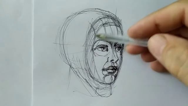 Рисуем лицо. Маска: часть 1. Набросок ручкой. смотреть онлайн
