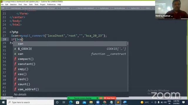 PHP WORKSHOP(CONNECTING PHP WITH MYSQL) FOR BCA 2ND YEAR,PPU,8-3-22 смотреть онлайн