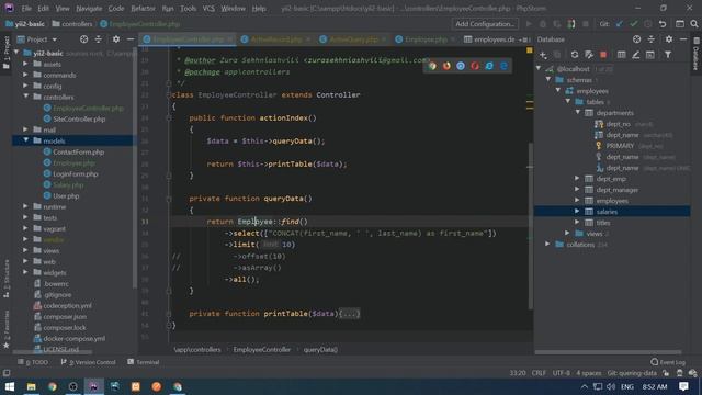 Querying data using Query Builder | yii2 tutorials смотреть онлайн