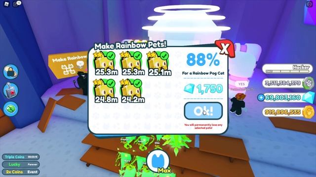 TRYING RAINBOW with 5 *POG GOLDEN CATS/DOGS* PETS ?? PET Simulator X смотреть онлайн