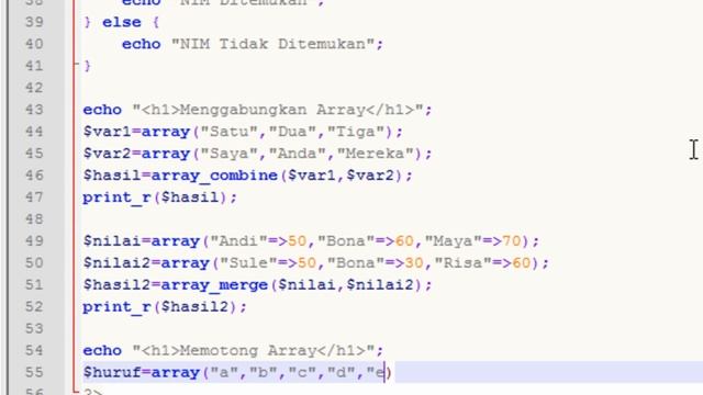 Memotong Array pada PHP смотреть онлайн