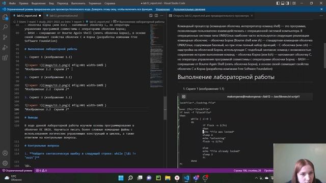 Отчет по лабораторной работе 12 (Операционные системы) смотреть онлайн