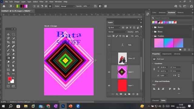 Adobe Photoshop Lab13 | Artboard | Gradient Fill - Linear, Radial, Angle, Reflected | Paint Bucket смотреть онлайн