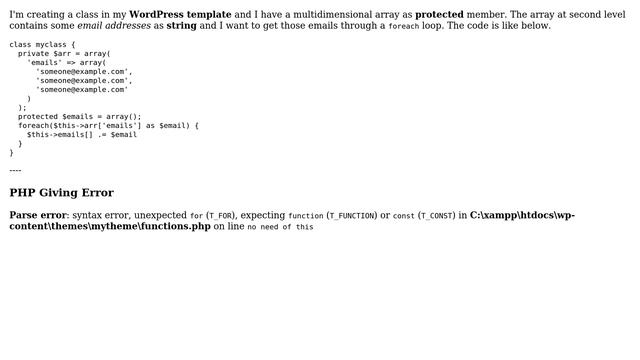 Wordpress: Loop through an array inside a class using foreach смотреть онлайн
