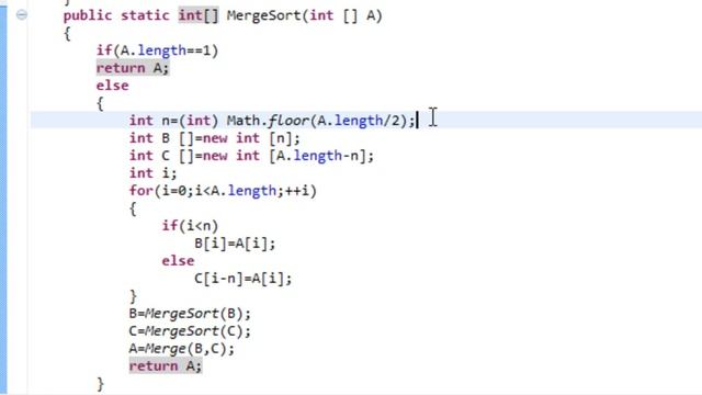 Merge Sort Coded In Java