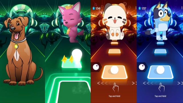 Dog - PinkFong - Kitty - Bluey | Tiles Hop EDM Rush