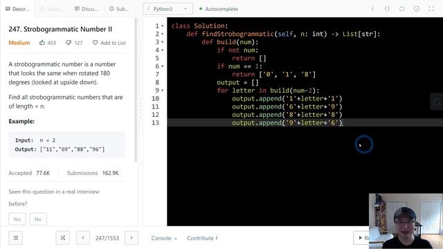 247. Strobogrammatic Number II | English | Medium смотреть онлайн