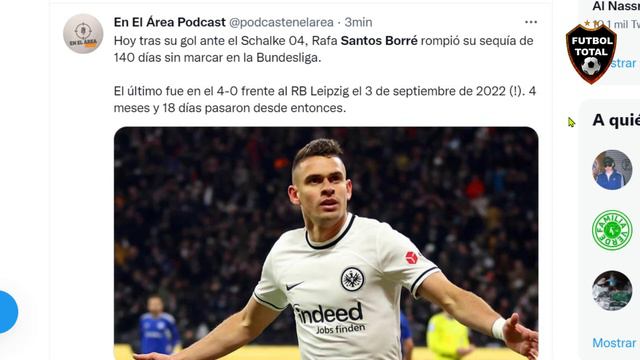 ASI REACCIONA PRENSA EUROPEA A GOL DE RAFAEL SANTOS BORRE Eintranch Frankfurt vs Shalke 04 (3-0) смотреть онлайн