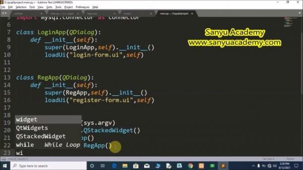 Python Pyqt5 Login code and user registration complete code with mysql database using qt designer