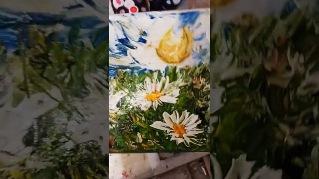 Картина цветы ромашки поле Прованс масло холст на подрамнике смотреть онлайн