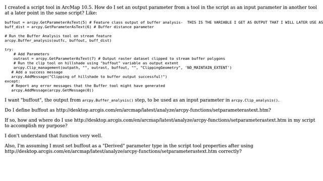GIS: Using output parameters as input parameters in Python Script Tools? смотреть онлайн