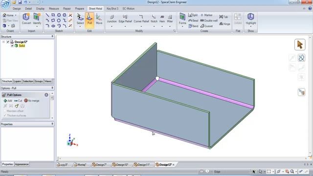 1-Sketch,modify-Sheet metal-SpaceClaim 2012 Plus смотреть онлайн