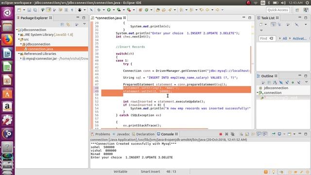 Jdbc connectivity with Insert Delete Update Operation смотреть онлайн