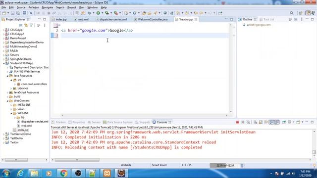 #4.1 CRUD Project using Spring MVC and Hibernate - Header File смотреть онлайн