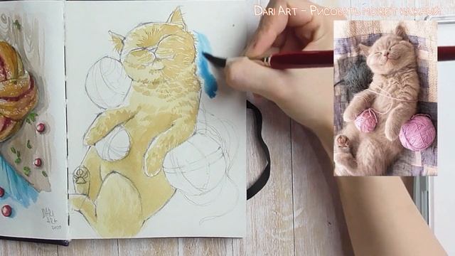 Рисуем котенка акварелью! #Dari_Art смотреть онлайн