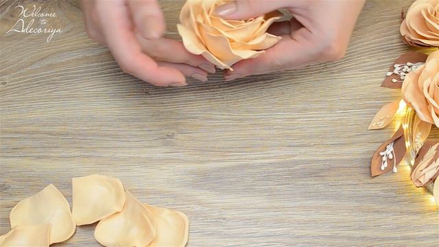 Роза из фоамирана с необычными листьями (декор для панно) | Adecoriya | DIY Rose foamiran смотреть онлайн