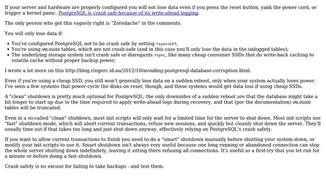 If I `sudo reboot` my Ubuntu 12.04.2 server with Postgres running, can I lose data? смотреть онлайн