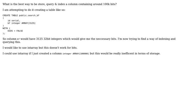 Databases: 100k bit column in PostgreSQL смотреть онлайн