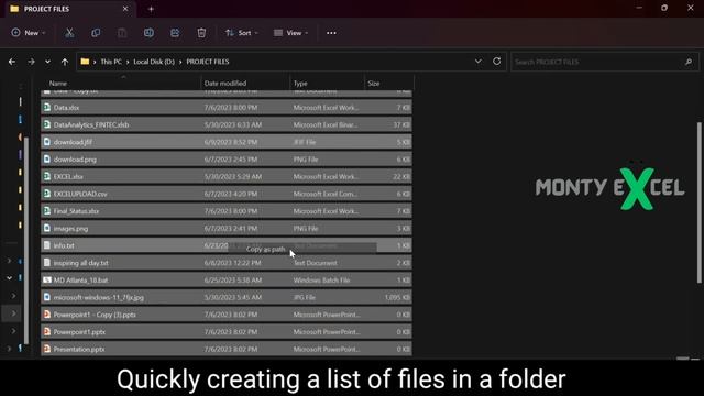 Create List of Files in a Folder #montyexcel #excel смотреть онлайн