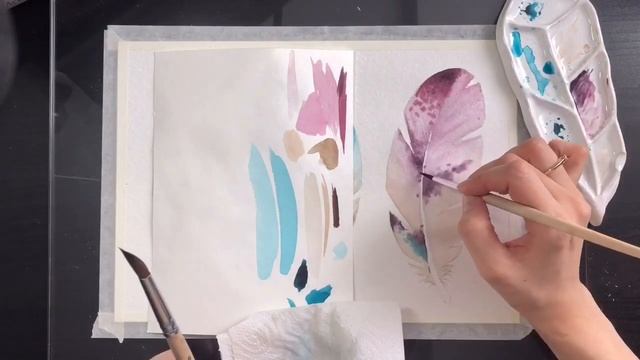 Рисуем Перо акварелью. Бесплатный урок. смотреть онлайн