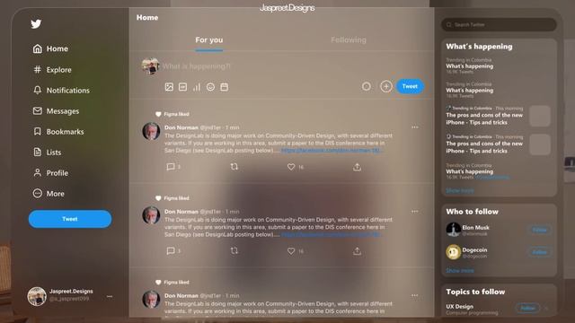 Twitter Spatial UI Design for Apple Vision Pro in Figma by Jaspreet.Designs смотреть онлайн