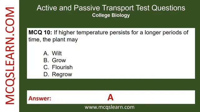 Active and Passive Transport Test Questions and Answers PDF- College Biology MCQs - App & eBook смотреть онлайн